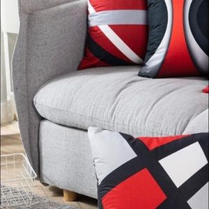 Set of 3 VIBRANT Square Toss Pillow Case Covers in RED~BLACK~GRAY & WHITE NEW!